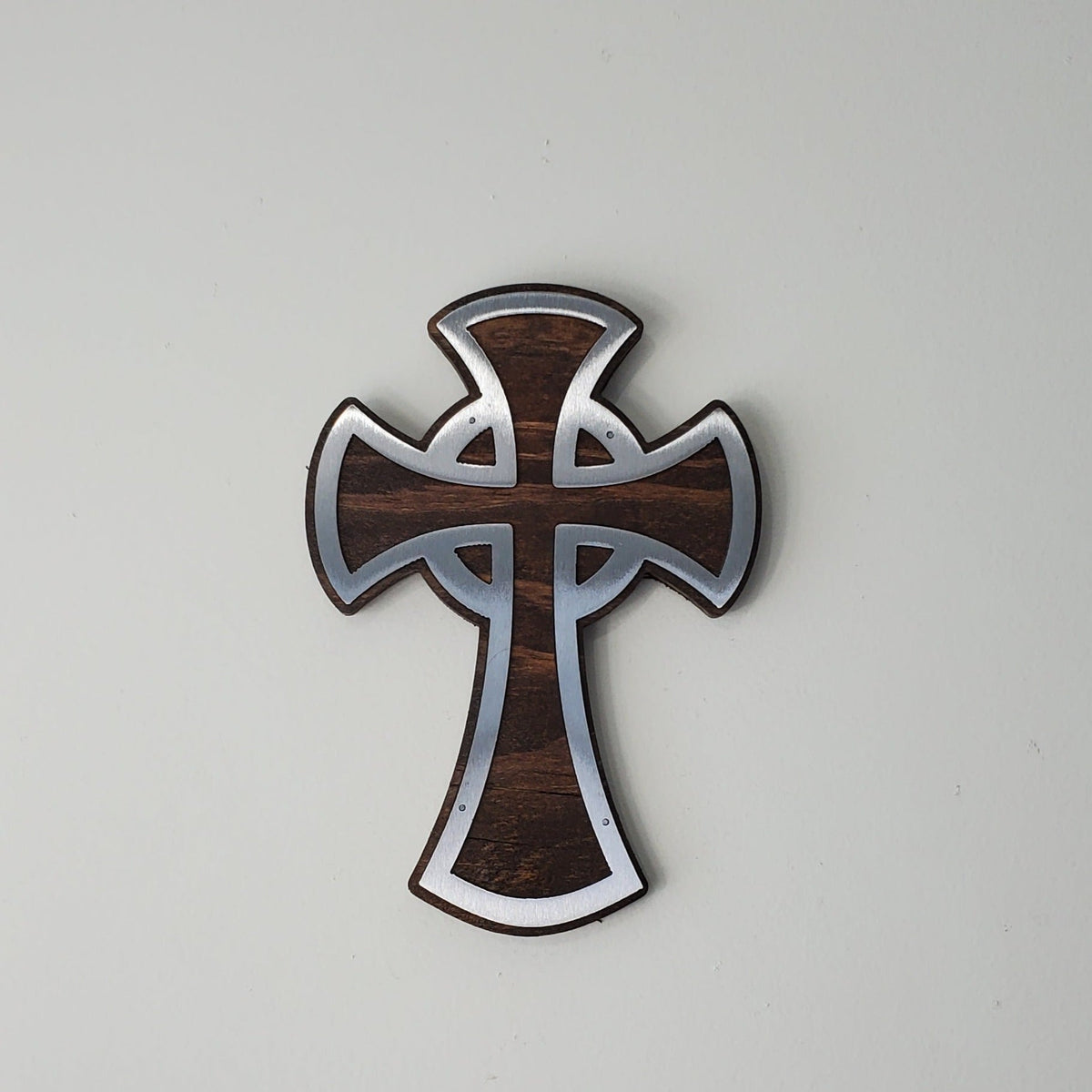 Celtic Cross metal art on wood Made in USA v3