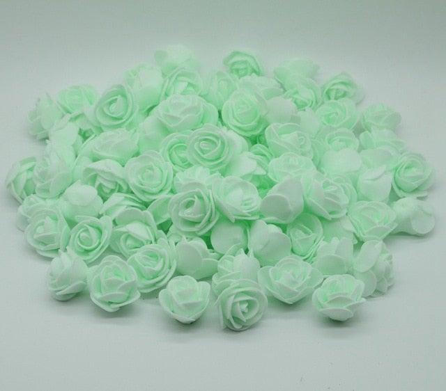 Mini Fake Rose Flower Heads 50/100/200 Pieces Teddy Bear of Roses 3cm Foam Wedding Flowers Accessories Make Bridal Hair Clips Headbands Dress