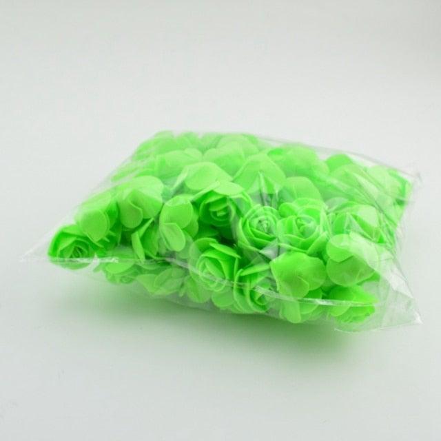 Mini Fake Rose Flower Heads 50/100/200 Pieces Teddy Bear of Roses 3cm Foam Wedding Flowers Accessories Make Bridal Hair Clips Headbands Dress