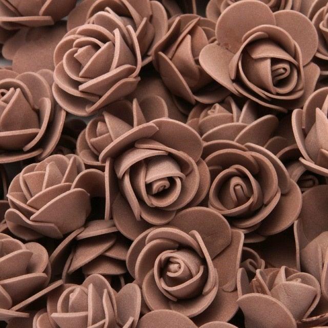 Mini Fake Rose Flower Heads 50/100/200 Pieces Teddy Bear of Roses 3cm Foam Wedding Flowers Accessories Make Bridal Hair Clips Headbands Dress