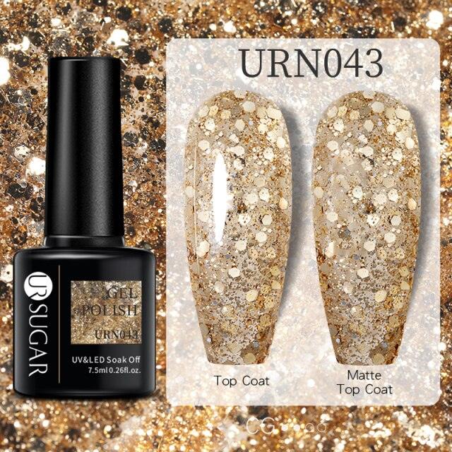 Modern Luxury Autumn Winter Womens Gel Polish Glossy Matte Diamond Effect Long Lasting Nail Art Sequins Design