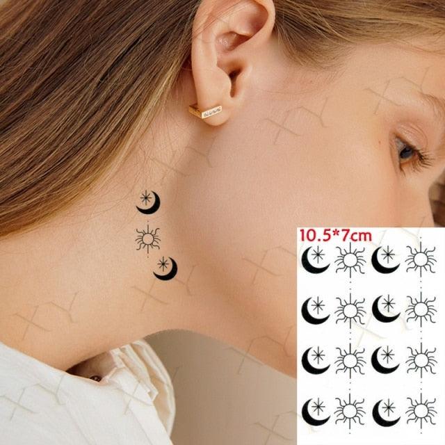 Modern Small Tattoo Sun Moon Heart Waterproof Temporary Tattoos High Quality Design For Womens