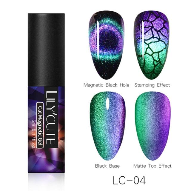Modern Styllish Elegant 9D Cat Magnetic Nail Gel Polish UV LED  Permanent Elegant Colorful Charming Effect For Womens