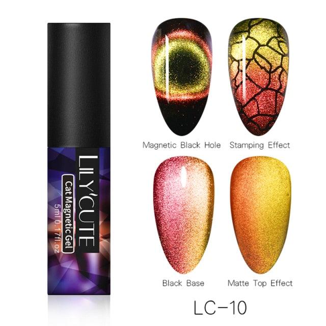 Modern Styllish Elegant 9D Cat Magnetic Nail Gel Polish UV LED  Permanent Elegant Colorful Charming Effect For Womens