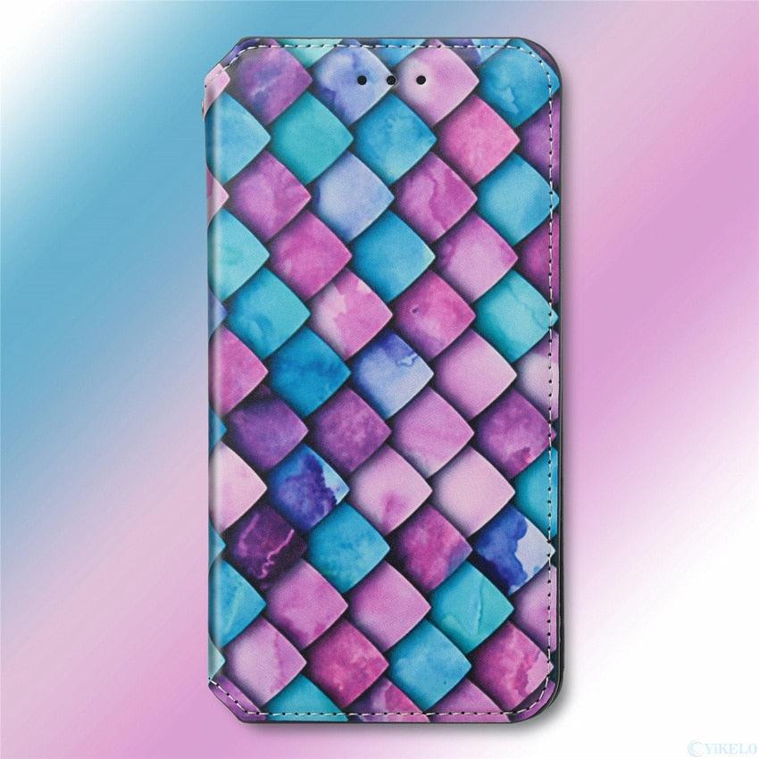 Multicolored Phone Case For iPhone 13 12 11 Pro Mini Cover Wallet Card Slot Flip Magnetic Leather PU Leather Flip Wallet Cover with Card Slots Case Cover