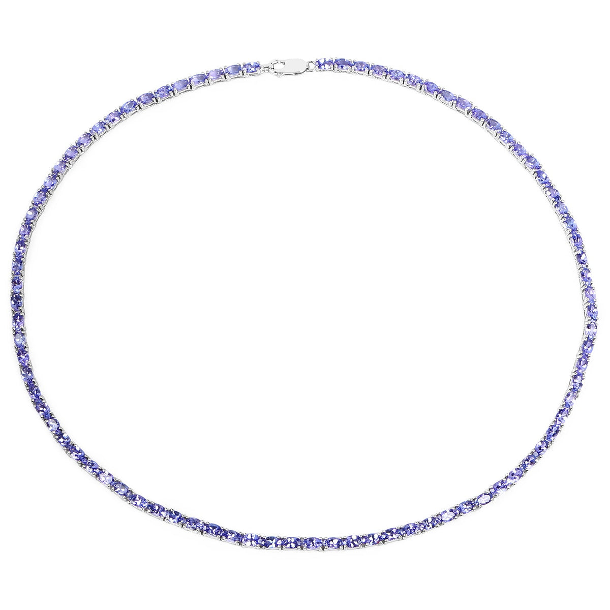 21.50 Carat Genuine Tanzanite .925 Sterling Silver Necklace