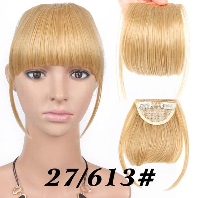 Natural Straight Synthetic Blunt Bangs High Temperature Fiber Brown Women Clip-In Flat Neat Bangs With Temples For Women One Piece Hairpiece