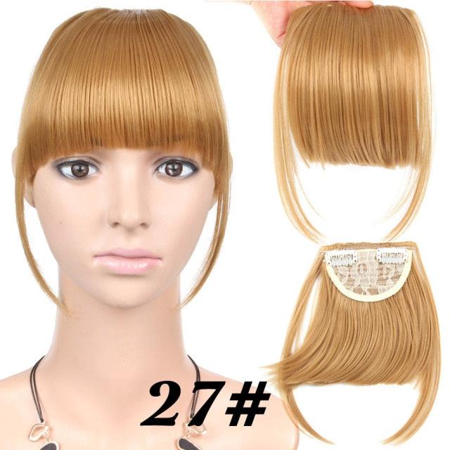 Natural Straight Synthetic Blunt Bangs High Temperature Fiber Brown Women Clip-In Flat Neat Bangs With Temples For Women One Piece Hairpiece