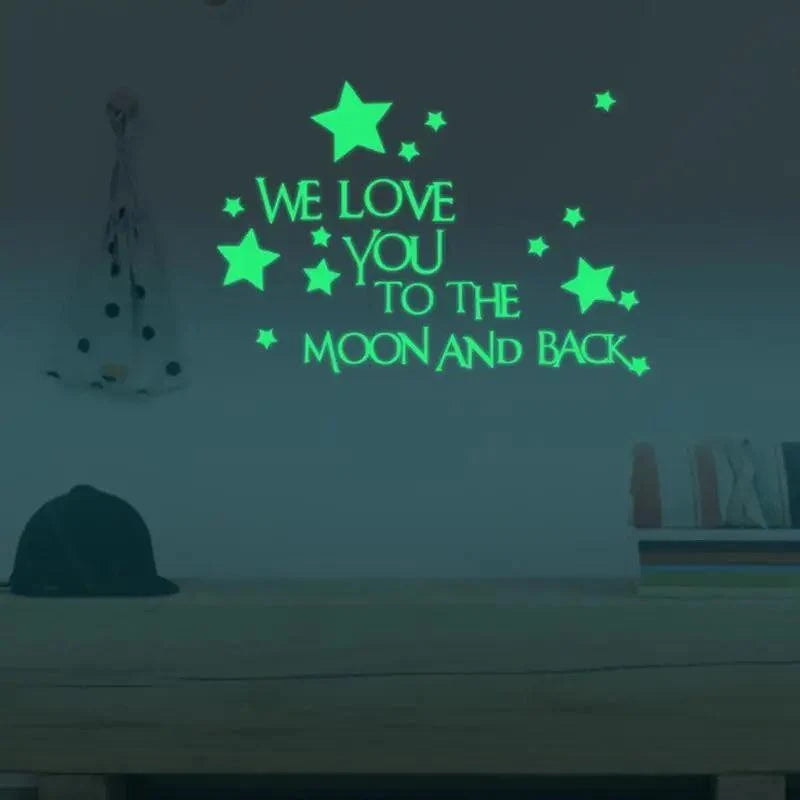 New Amazing Luminous Moon and Stars Wall Stickers for Kids Room Baby Nursery Home Decoration Wall Decals Glow in the Dark Bedroom Ceiling