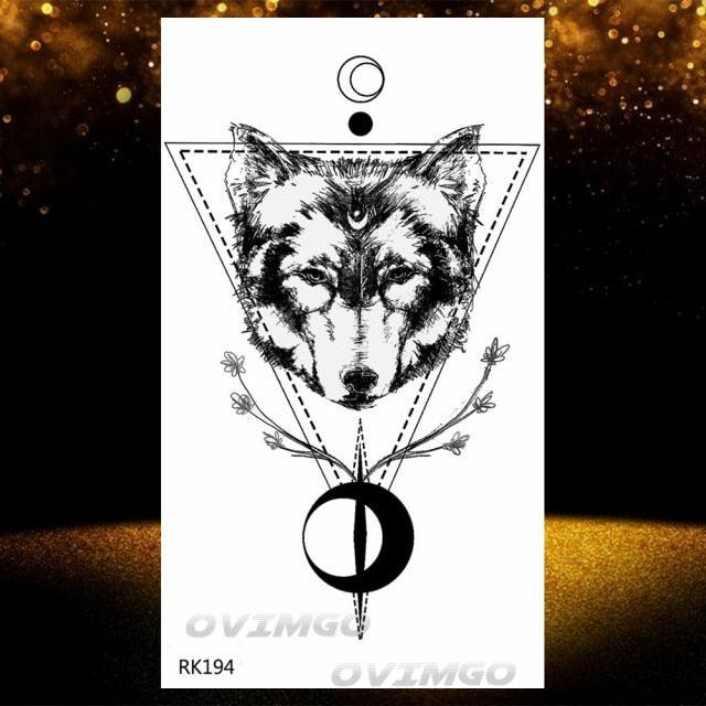 New Black Wolf Forest Sticker Tattoos Temporary Tree Fierce Animal Body Tattoo Luxury Design Custom Tatoos For Mens
