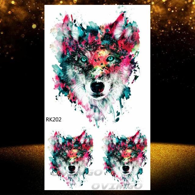 New Black Wolf Forest Sticker Tattoos Temporary Tree Fierce Animal Body Tattoo Luxury Design Custom Tatoos For Mens