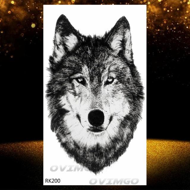New Black Wolf Forest Sticker Tattoos Temporary Tree Fierce Animal Body Tattoo Luxury Design Custom Tatoos For Mens