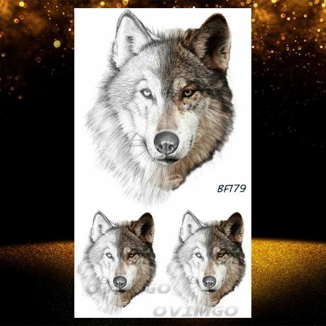 New Black Wolf Forest Sticker Tattoos Temporary Tree Fierce Animal Body Tattoo Luxury Design Custom Tatoos For Mens
