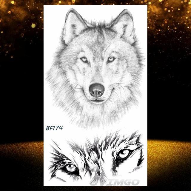 New Black Wolf Forest Sticker Tattoos Temporary Tree Fierce Animal Body Tattoo Luxury Design Custom Tatoos For Mens
