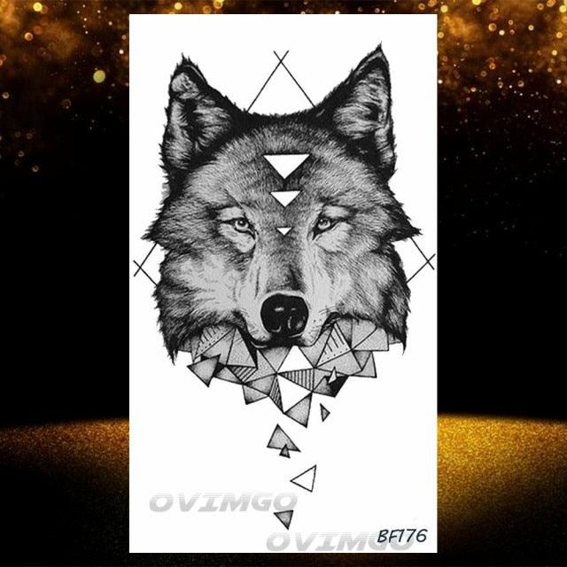 New Black Wolf Forest Sticker Tattoos Temporary Tree Fierce Animal Body Tattoo Luxury Design Custom Tatoos For Mens