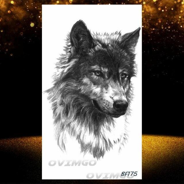 New Black Wolf Forest Sticker Tattoos Temporary Tree Fierce Animal Body Tattoo Luxury Design Custom Tatoos For Mens