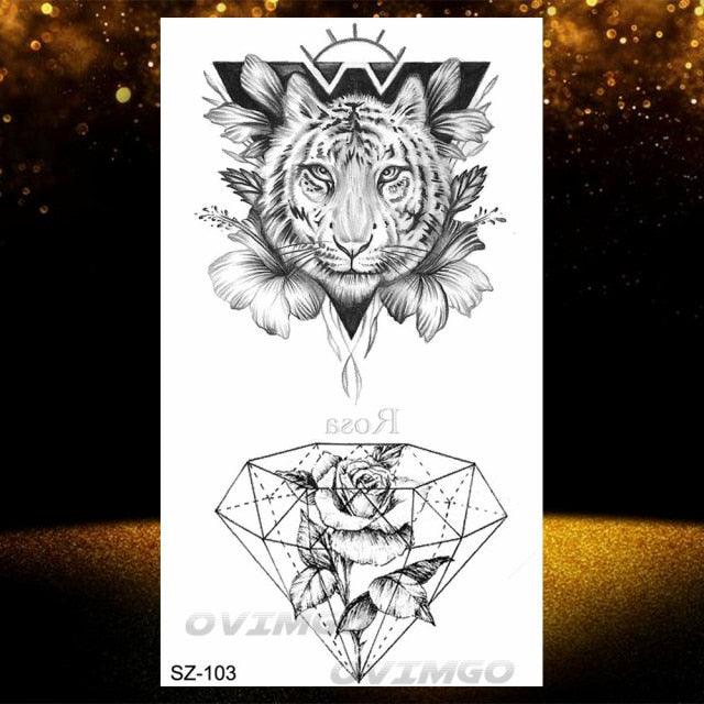 New Black Wolf Forest Sticker Tattoos Temporary Tree Fierce Animal Body Tattoo Luxury Design Custom Tatoos For Mens