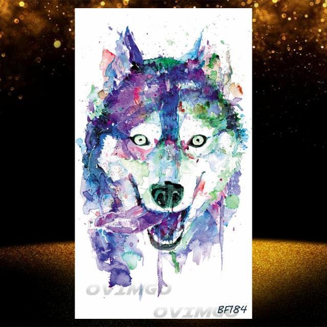 New Black Wolf Forest Sticker Tattoos Temporary Tree Fierce Animal Body Tattoo Luxury Design Custom Tatoos For Mens