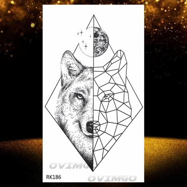 New Black Wolf Forest Sticker Tattoos Temporary Tree Fierce Animal Body Tattoo Luxury Design Custom Tatoos For Mens