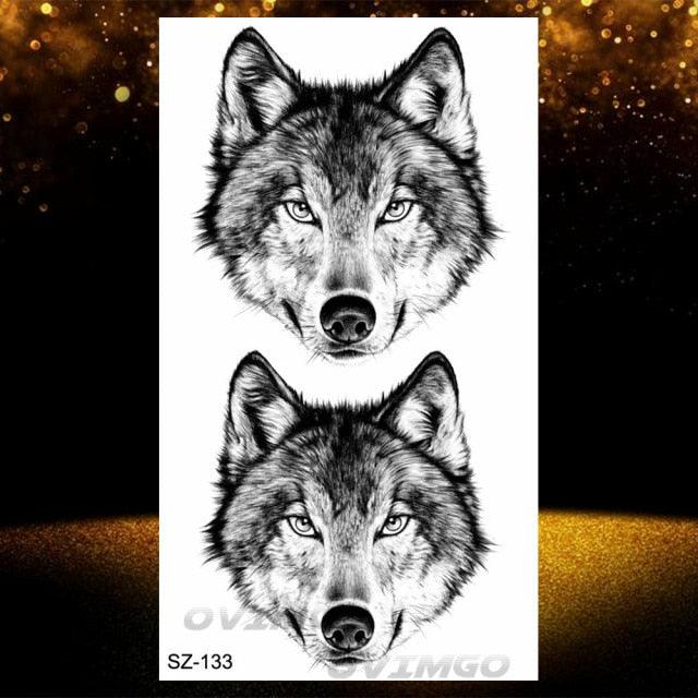 New Black Wolf Forest Sticker Tattoos Temporary Tree Fierce Animal Body Tattoo Luxury Design Custom Tatoos For Mens