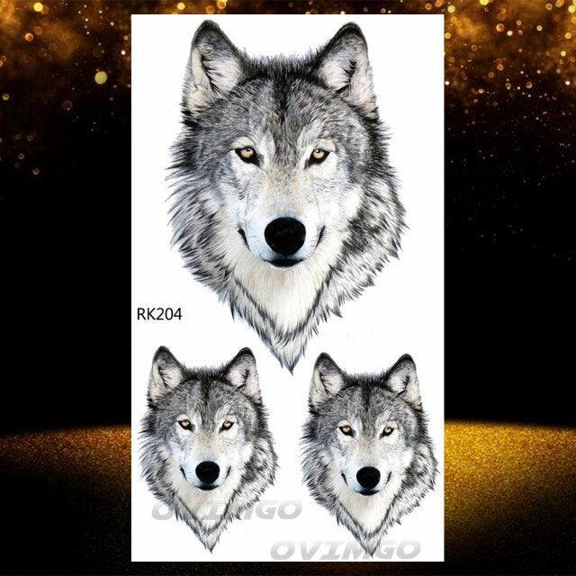 New Black Wolf Forest Sticker Tattoos Temporary Tree Fierce Animal Body Tattoo Luxury Design Custom Tatoos For Mens