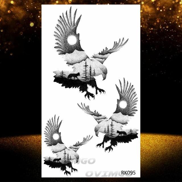 New Black Wolf Forest Sticker Tattoos Temporary Tree Fierce Animal Body Tattoo Luxury Design Custom Tatoos For Mens