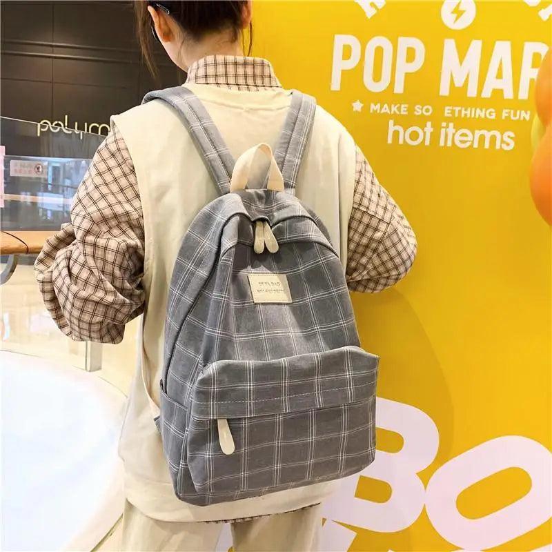 New Casual School Bag For Women And Girls Stylish Backpack Striped Book Packbags for Teenage