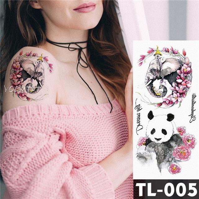 New Colorful And Black Womens Tattoo Temporary Flower Waterproof Elegant Modern Tattoo Realistic Design