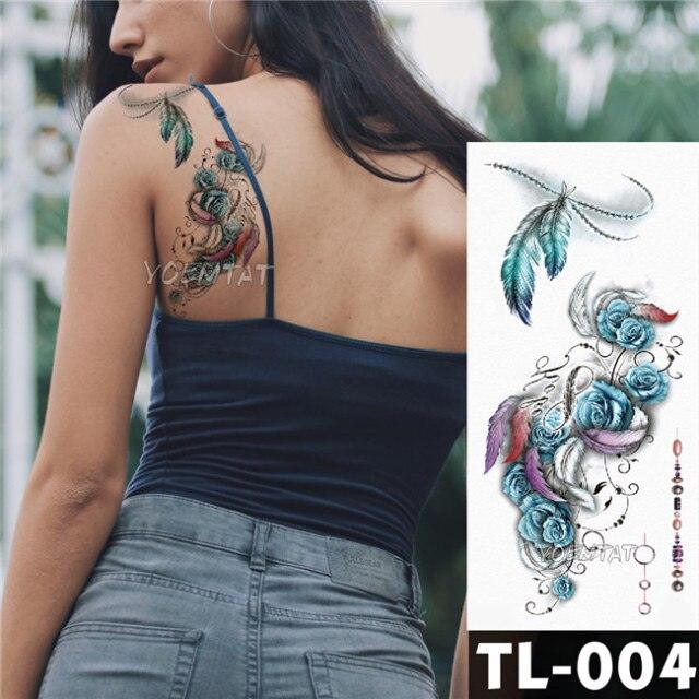New Colorful And Black Womens Tattoo Temporary Flower Waterproof Elegant Modern Tattoo Realistic Design