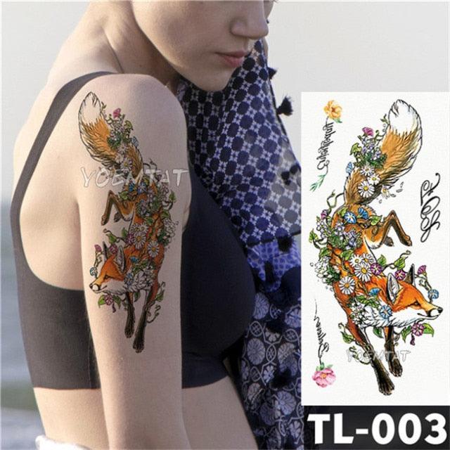 New Colorful And Black Womens Tattoo Temporary Flower Waterproof Elegant Modern Tattoo Realistic Design