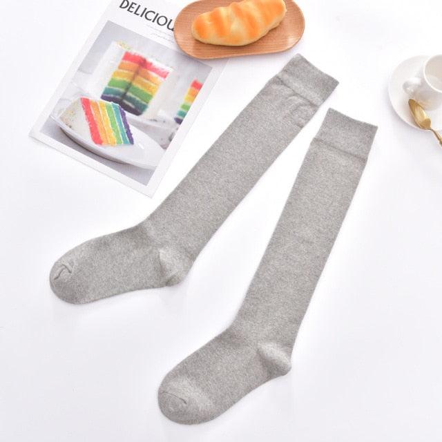 New Fashion Cotton Ladies Knee High Solid Color Socks Student Socks School Party Street Wear Dancing Socks High Quality Cotton Knee High Socks For Women