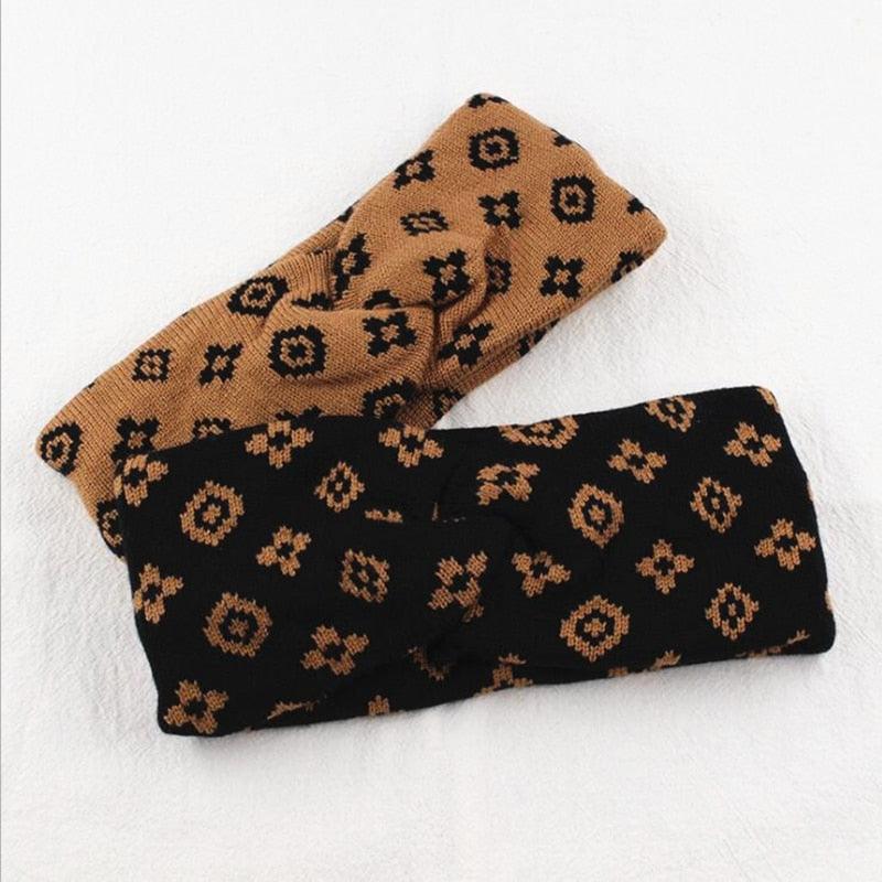 New Fashion Luxury Brand Women Hairband Warm Casual Woolen Knitted Girl Headband Big Bow Knot Turban Autumn Gorgeous Hair Accessories For Women