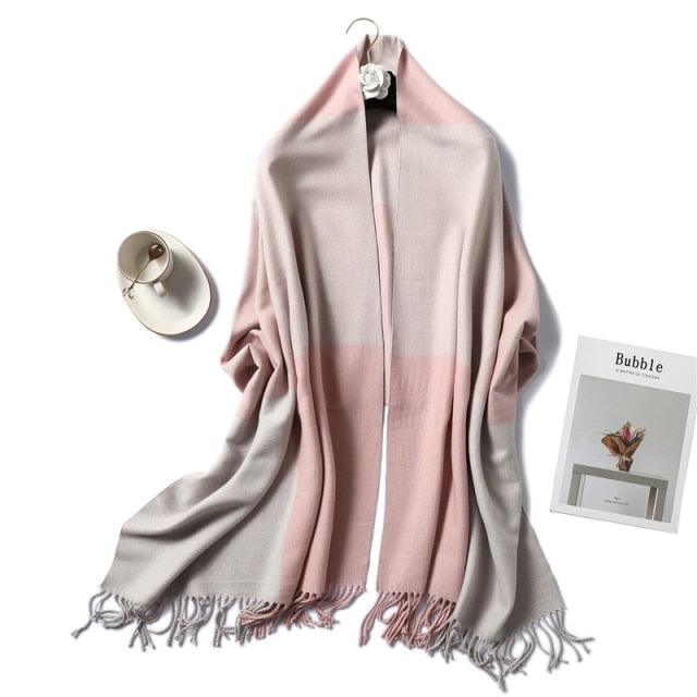 New Fashion Winter Soft Thick Warm Colorful Cashmere Scarf Elegant Escharpe Shawls Scarf Shawls Wraps Lightweight Lady Solid Scarves Fashion Tassels Blanket For Women
