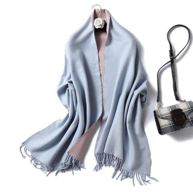 New Fashion Winter Soft Thick Warm Colorful Cashmere Scarf Elegant Escharpe Shawls Scarf Shawls Wraps Lightweight Lady Solid Scarves Fashion Tassels Blanket For Women