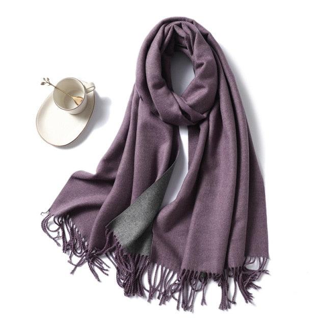 New Fashion Winter Soft Thick Warm Colorful Cashmere Scarf Elegant Escharpe Shawls Scarf Shawls Wraps Lightweight Lady Solid Scarves Fashion Tassels Blanket For Women