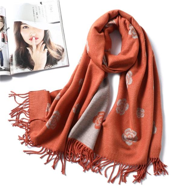 New Fashion Winter Soft Thick Warm Colorful Cashmere Scarf Elegant Escharpe Shawls Scarf Shawls Wraps Lightweight Lady Solid Scarves Fashion Tassels Blanket For Women