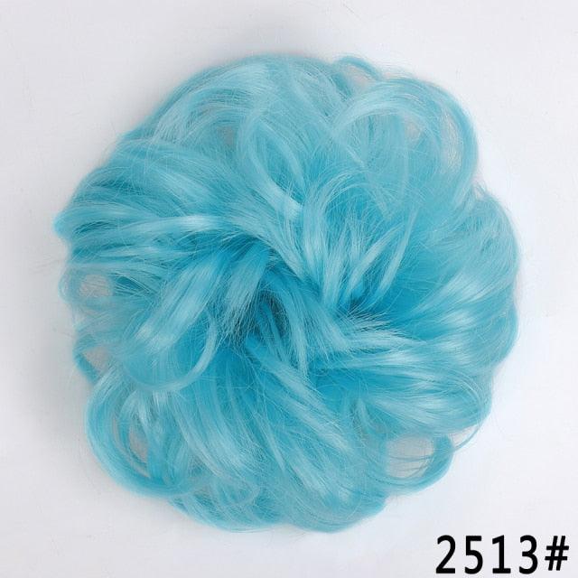 New Girl's Synthetic Chignon Red Pink Purple Blue Green Curly Messy Bun Kids Donut Roller Hair Bun Heat Resistant Fake Hair Wigs For Black Women Cosplay Wigs For Women