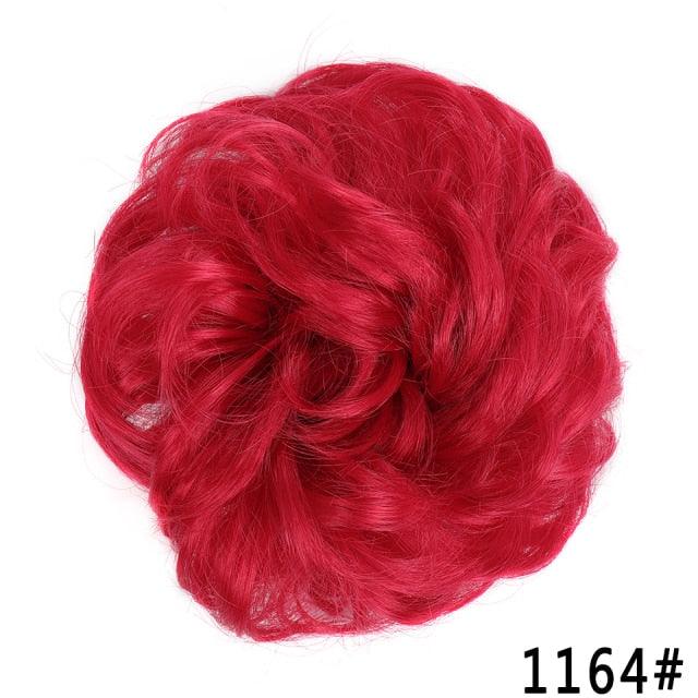 New Girl's Synthetic Chignon Red Pink Purple Blue Green Curly Messy Bun Kids Donut Roller Hair Bun Heat Resistant Fake Hair Wigs For Black Women Cosplay Wigs For Women