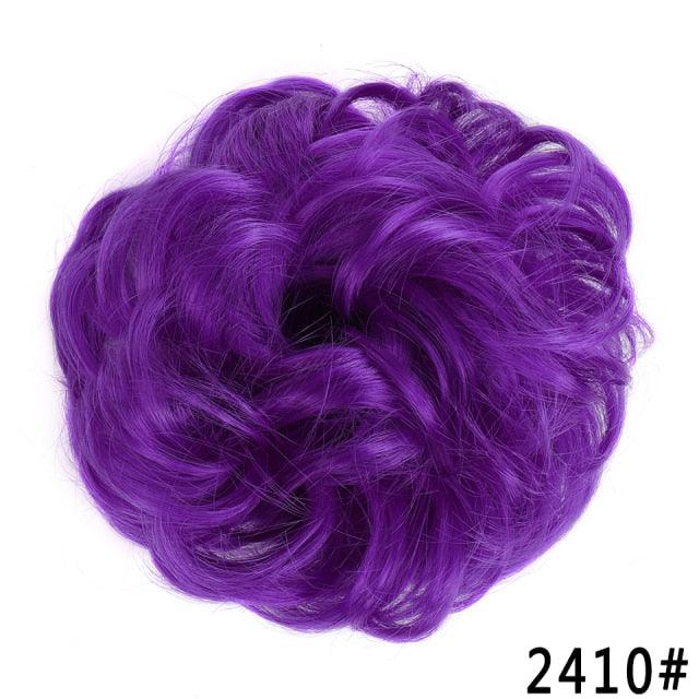 New Girl's Synthetic Chignon Red Pink Purple Blue Green Curly Messy Bun Kids Donut Roller Hair Bun Heat Resistant Fake Hair Wigs For Black Women Cosplay Wigs For Women