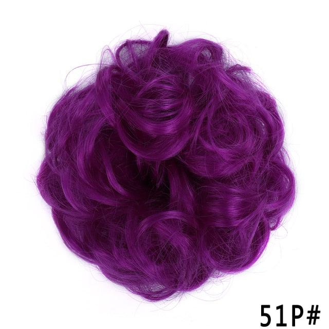 New Girl's Synthetic Chignon Red Pink Purple Blue Green Curly Messy Bun Kids Donut Roller Hair Bun Heat Resistant Fake Hair Wigs For Black Women Cosplay Wigs For Women