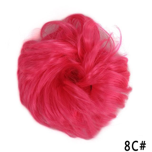 New Girl's Synthetic Chignon Red Pink Purple Blue Green Curly Messy Bun Kids Donut Roller Hair Bun Heat Resistant Fake Hair Wigs For Black Women Cosplay Wigs For Women