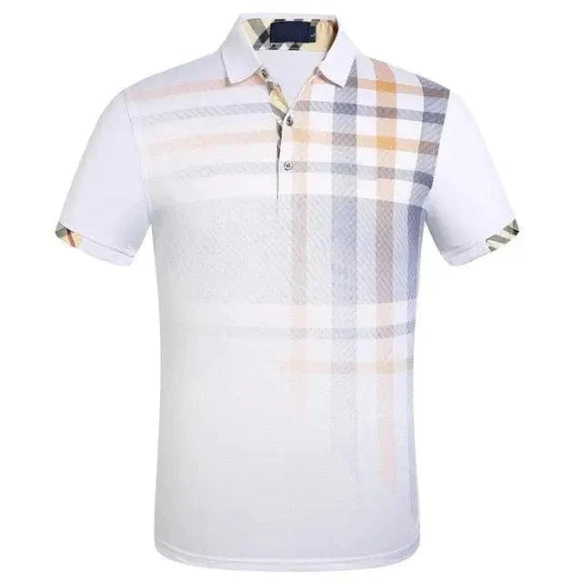 New Men's Polo Shirt Men Soft Cotton Short Sleeve Shirt Nice Plus Size Modern Polo Shirt for Men Short Sleeve Slim Fit Summer Thin Shirt Men Polo Shirt Plaid Clothing