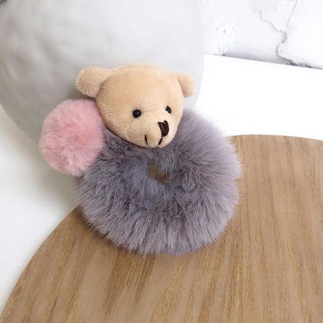 New Mink Fur Hair Rope Scrunchie Women Accessory Flurry Headband Hair Ties Elastic Fashion Hair Ring Women's Wristband Scrunchie Hairband Pom Pom Hair Tie Ring