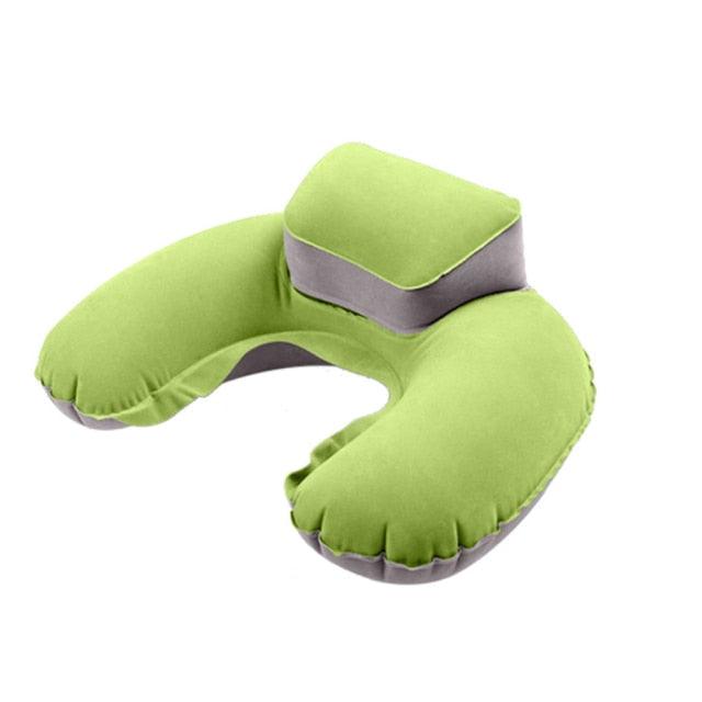 New Portable U Shape Air Inflatable Travel Pillow Support Flocking PVC Ultra Soft Comfort Neck Travel Pillow Neck Pillow for Airplane Travel Inflatable Neck Pillow for Airplane with 3D Contoured Eye Masks Adjustable Neck Support Pillow for Traveling