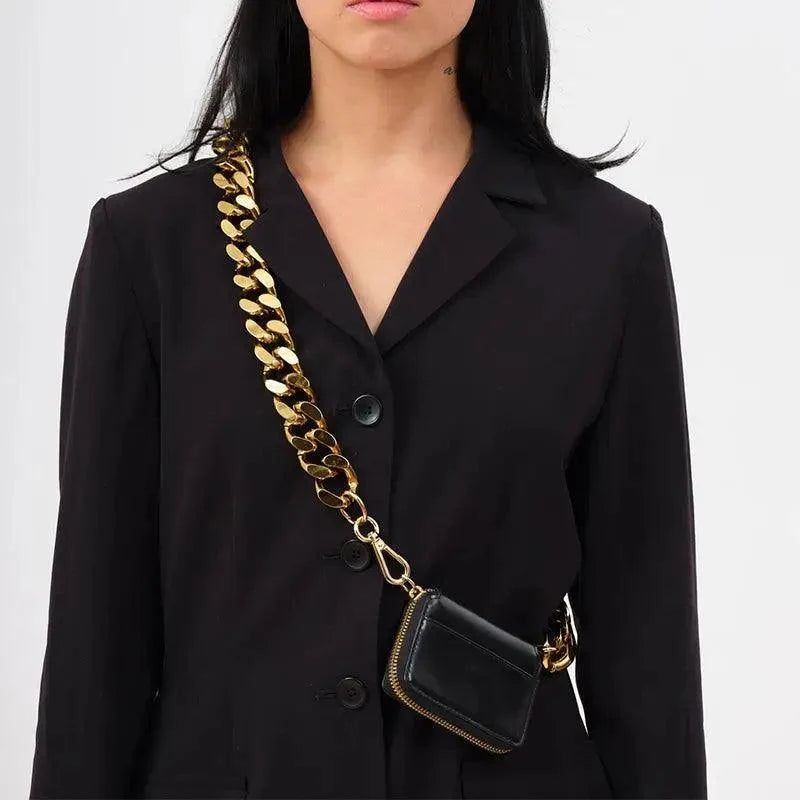 New Sparkling Thick Metal Chain Shoulder Bag Bike Wallet, Mini Bag, Coin Purse. Fashionable Women Pack Leather Crossbody Bags