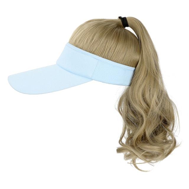 Ponytail Extension Cap hair Synthetic Wig Curly Wavy Wigs with Visor Hat hair Wigs for Women Hat Baseball Wigs For Black Women Cosplay Wigs For Women