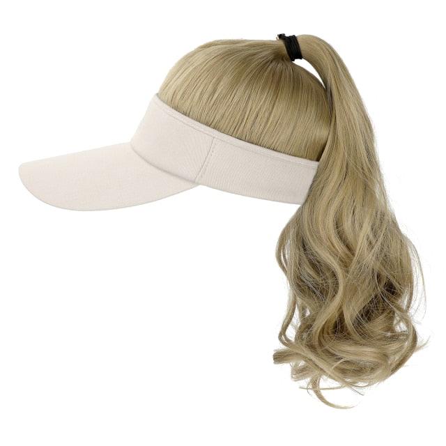 Ponytail Extension Cap hair Synthetic Wig Curly Wavy Wigs with Visor Hat hair Wigs for Women Hat Baseball Wigs For Black Women Cosplay Wigs For Women