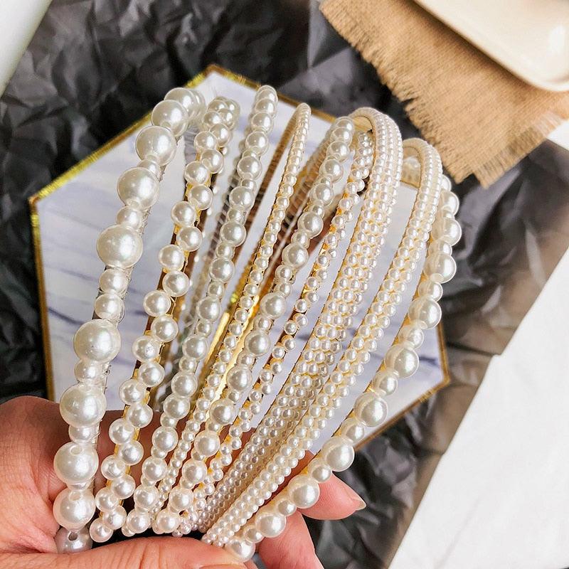 Simulation Pearl Hairbands Women Hair Accessories Korean Handmade Bow Flower Hoops Headband Wedding Ornaments Gorgeous Hair Accessories For Women