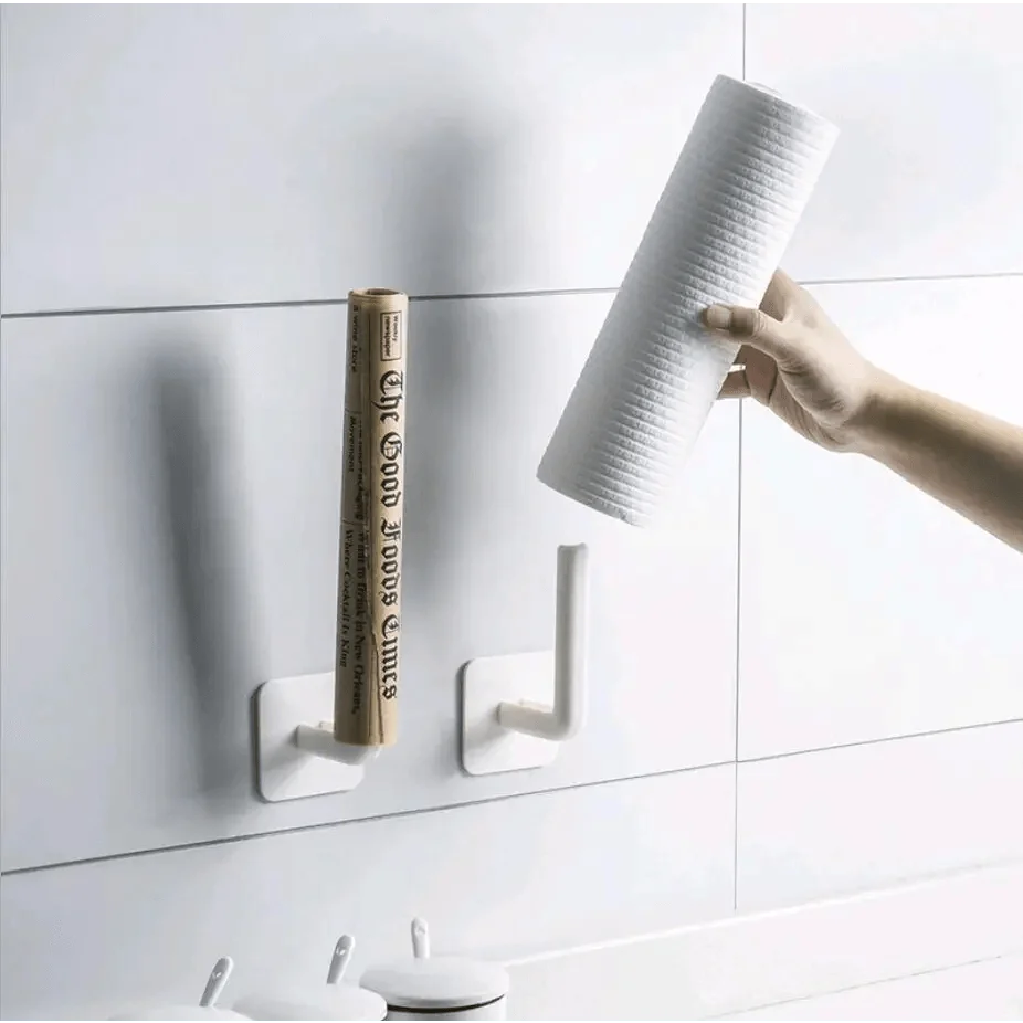New Vigorous 1Pc Kitchen Self-adhesive Accessories Under Cabinet Paper Roll Rack Towel Holder Tissue Hanger Storage Rack for Bathroom Toilet