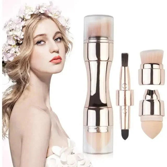 New Vintage Style 4 In 1 Makeup Brushes For Foundation, Eyebrow Shadow, Eyeliner Blush Powder, Brush Cosmetic And Concealer Professional Makeup Brush